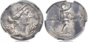 Octavian (Augustus, 27 BC-AD 14). AR denarius (20mm, 3.84 gm, 2h). NGC Choice XF 5/5 - 3/5, Fine Style. Rome or Brundisium, Autumn 32 BC-Summer 31 BC....