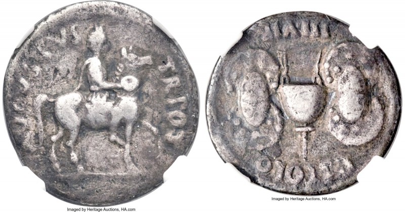 Augustus (27 BC-AD 14). AR denarius (19mm, 3.56 gm, 3h). NGC Fine 5/5 - 2/5, ban...