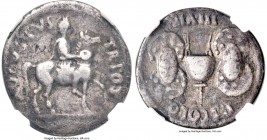 Augustus (27 BC-AD 14). AR denarius (19mm, 3.56 gm, 3h). NGC Fine 5/5 - 2/5, bankers mark. Rome, 17 BC, P. Licinius Stolo, moneyer. AVGVSTVS-TR POT, A...