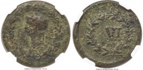 ROMAN EMPIRE. Anonymous. Ca. early 1st Century AD. AE tessera (24mm, 7.61 gm, 7h). NGC VF 5/5 - 2/5. Tesserae, time of Tiberius. Laureate head of Tibe...