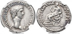 Claudius I (AD 41-54). AR denarius (19mm, 3.68 gm, 12h). NGC Choice VF 5/5 - 4/5. Lugdunum, AD 41-42. TI CLAVD CAESAR•AVG GERM P M TR P, laureate head...