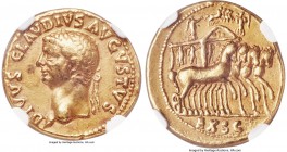 Divus Claudius I (died AD 54). AV aureus (19mm, 7.60 gm, 9h). NGC Choice VF 5/5 - 3/5, marks. Lugdunum (or Rome), ca. October-December AD 54. DIVVS CL...