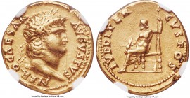 Nero (AD 54-68). AV aureus (19mm, 7.31 gm, 7h). NGC XF 5/5 - 3/5, edge marks. Rome, AD 65-68. NERO CAESAR-AVGVSTVS, laureate, bearded head of Nero rig...