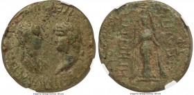 LYDIA. Hypaepa. Nero & Statilia Messalina. 54-68 AD. AE (24mm, 10.44 gm, 5h). NGC XF 4/5 - 3/5. AD 66-68. Julius Hegesippos, magistrate. Confronting b...