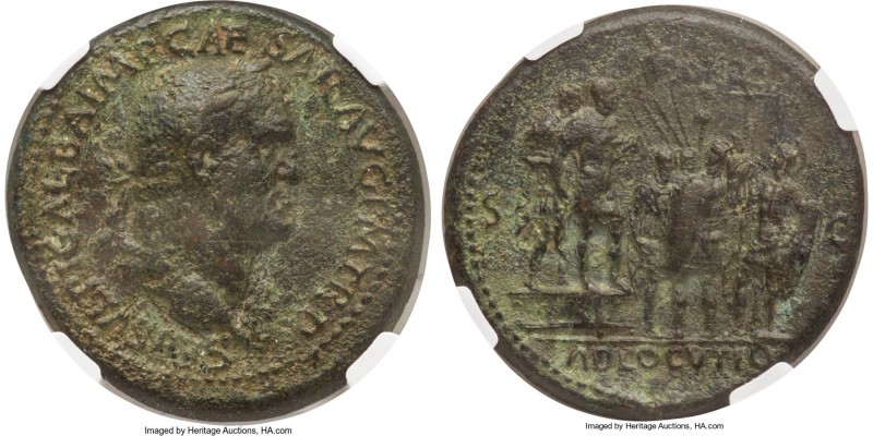 Galba (AD 68-69). AE sestertius (35mm, 26.69 gm, 5h). NGC Choice VF 5/5 - 3/5, F...