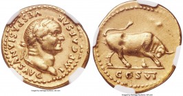 Vespasian (AD 69-79). AV aureus (20mm, 7.30 gm, 7h). NGC VF 5/5 - 3/5, lt scuff. Rome, AD 75. IMP CAESAR-VESPASIANVS AVG, laureate head of Vespasian r...