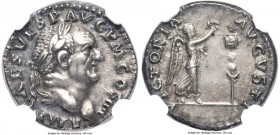 Vespasian (AD 69-79). AR denarius (18mm, 3.34 gm, 6h). NGC Choice AU S 5/5 - 5/5. Rome, AD 72-73. IMP CAES VESP AVG P M COS IIII; laureate head of Ves...