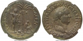 Vespasian (AD 69-79). Judaea Capta Series. AE sestertius (33mm, 24.76 gm, 7h). NGC VF 5/5 - 3/5, Fine Style. Rome, AD 71. IMP CAES VESPASIAN AVG P M T...