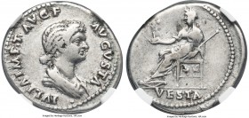 Julia Titi (ca. AD 79-90/1). AR denarius (19mm, 3.42 gm, 6h). NGC VF 4/5 - 4/5. Rome, AD 80-81. IVLIA•IMP•T•AVG F-AVGVSTA, draped bust of Julia Titi r...