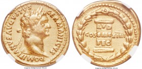 Domitian, as Augustus (AD 81-96). AV aureus (19mm, 7.43 gm, 6h). NGC Choice VF 5/5 - 3/5, brushed. Rome, 14 September-31 December AD 88. DOMITIANVS AV...