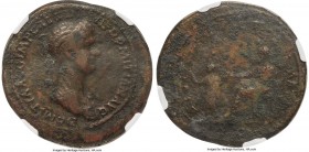 Domitia (AD 82-96). AE sestertius (35mm, 24.80 gm, 6h). NGC Fine 4/5 - 1/5. Rome, AD 81-82. DOMITIA AVG IMP CAES DIVI F DOMITIAN AVG, draped bust of D...