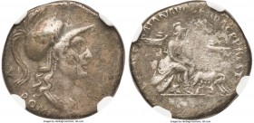 Trajan (AD 98-117). AR Restoration Issue denarius (18mm, 2.78 gm, 7h). NGC Choice VF 4/5 - 2/5, Fine Style. Anonymous Issue, Rome, AD 102-104. ROMA, h...