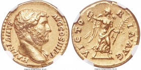 Hadrian (AD 117-138). AV aureus (18mm, 7.06 gm, 7h). NGC Choice XF 5/5 - 4/5, Fine Style. Rome. AD 134-138. HADRIANVS-AVG COS III P P, bare headed bus...