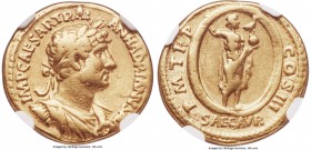 Hadrian (AD 117-138). AV aureus (18mm, 6.95 gm, 7h). NGC Fine 5/5 - 3/5, scratch. Rome. IMP CAESAR TRAI-AN HADRIANVS AVG, laureate, draped and cuirass...