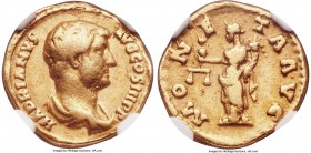 Hadrian (AD 117-138). AV quinarius (14mm, 3.65 gm, 6h). NGC Fine 5/5 - 3/5, edge filed. Rome, AD 134-138. HADRIANVS-AVG COS III P P, bare headed, drap...