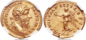 Lucius Verus (AD 161-169). AV aureus (21mm, 7.25 gm, 12h). NGC Choice AU 5/5 - 4/5. Rome, December AD 166-December AD 167. L VERVS AVG ARM-PARTH MAX, ...
