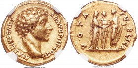 Marcus Aurelius, as Caesar (AD 161-180). AV aureus (19mm, 7.09 gm, 6h). NGC Choice VF 5/5 - 3/5, Fine Style, scratches. Rome, AD 145-146. AVRELIVS CAE...