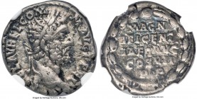 Commodus (AD 177-192). AR denarius (18mm, 3.35 gm, 12h). NGC VF 4/5 - 3/5. Rome, AD 192. L AEL AVREL COM-M AVG P FEL, laureate head of Commodus right ...