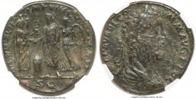 Commodus (AD 177-192). AE sestertius (30mm, 20.10 gm, 12h). NGC Choice VF 5/5 - 2/5, smoothing. Rome, AD 192. L AEL AVREL CO-MM AVG P FEL, laureate, d...