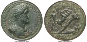 Commodus (AD 177-192). AE bimetallic medallion (40mm, 72.86 gm, 11h). NGC Choice XF S 5/5 - 4/5, Fine Style. Rome. M COMMODVS ANTONI-NVS PIVS FELIX AV...