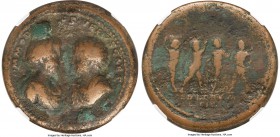 Commodus and Annius Verus (AD 166-169). AE medallion (40mm, 54.48 gm, 12h). NGC VG 5/5 - 2/5. Rome, AD 166-168/9. COMMODVS CAES VERVS CAES, draped bus...