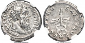 Pertinax (1 January-28 March AD 193). AR denarius (18mm, 2.83 gm, 12h). NGC Choice VF 4/5 - 4/5. Rome. IMP CAES P HELV-PERTIN AVG, laureate head of Pe...