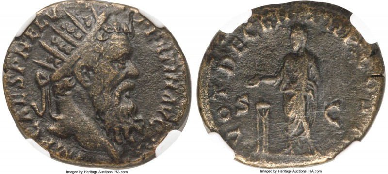 Pertinax (AD 193). AE dupondius (25mm, 10.38 gm, 12h). NGC VF 4/5 - 4/5. Rome. I...