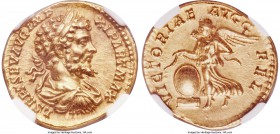 Septimius Severus (AD 193-211). AV aureus (20mm, 7.20 gm, 12h). NGC Choice AU 5/5 - 5/5, Fine Style. Rome, AD 198-200. L SEPT SEV AVG IMP-XI PART MAX,...