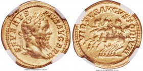Septimius Severus (AD 193-211). AV aureus (21mm, 7.37 gm, 1h). NGC VF 5/5 - 3/5. Rome, ca. AD 210-211. SEVERVS-PIVS AVG BRIT, laurate head of Septimiu...