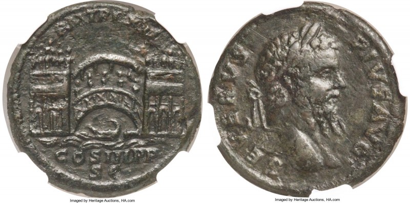Septimius Severus (AD 193-211). AE as (25mm, 10.22 gm, 5h). NGC XF 5/5 - 2/5, sm...