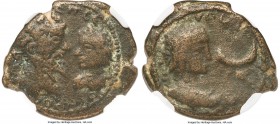 MESOPOTAMIA. Carrhae. Septimius Severus with Caracalla (AD 193-211). AE (22mm, 7.12 gm, 12h). NGC Fine 4/5 - 4/5. Confronted busts of Septimius Severu...