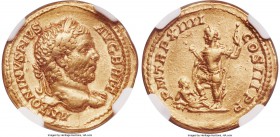Caracalla, as Augustus (AD 198-217). AV aureus (21mm, 6.92 gm, 6h). NGC Choice VF 5/5 - 3/5, wavy flan. Rome, 211 AD. ANTONINVS PIVS-AVG BRIT, laureat...