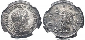 Caracalla, as Augustus (AD 198-217). AR quinarius (15mm, 1.33 gm, 12h). NGC AU 5/5 - 3/5. Rome, AD 213. ANTONINVS PIVS AVG GERM, laureate, draped and ...