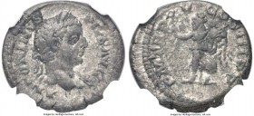 Caracalla, as Augustus (AD 198-217). AR quinarius (14mm, 2.11 gm, 12h). NGC Choice VF 4/5 - 3/5. Rome, ca. AD 208. ANTONINVS-PIVS AVG, laureate head o...