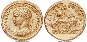 Elagabalus (AD 218-222). AV aureus (21mm, 6.89 gm, 1h). NGC AU S 5/5 - 4/5, Fine Style. Antioch, AD 218-219. IMP CAES M AVR ANTONINVS P F AVG, laureat...