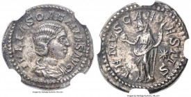 Julia Soaemias (AD 218-222). AR quinarius (15mm, 1.43 gm, 7h). NGC MS S 5/5 - 4/5. Rome. IVLIA SOAEMIAS AVG, draped bust of Julia Soaemias right, seen...