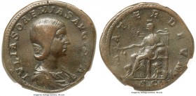 Julia Soaemias (AD 218-222). AE sestertius (33mm, 26.35 gm, 1h). NGC VF S 4/5 - 5/5. Rome. IVLIA SOAEMIAS AVGVSTA, draped bust of Julia Soaemias right...