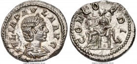 Julia Paula (AD 219-220). AR quinarius (15mm, 1.20 gm, 7h). NGC (photo-certificate) MS 5/5 - 1/5, edge repair. Rome. IVLIA PAVL-A AVG, draped bust of ...