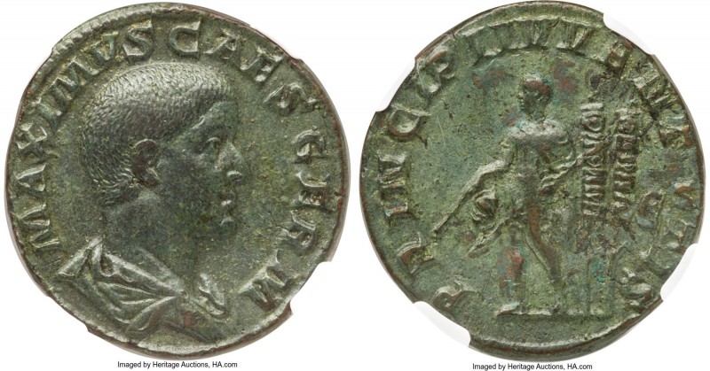 Maximus, as Caesar (AD 235/6-238). AE sestertius (30mm, 18.93 gm, 1h). NGC Choic...