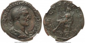 Gordian I Africanus (AD 238). AE sestertius (29mm, 15.09 gm, 1h). NGC VF S 5/5 - 4/5. Rome. IMP CAES M ANT GORDIANVS AFR AVG, laureate, draped and cui...