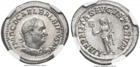 Balbinus (April-June AD 238). AR denarius (20mm, 3.20 gm, 11h). NGC Choice AU S 5/5 - 5/5. Rome. IMP C D CAEL BALBINVS AVG, laureate, draped and cuira...