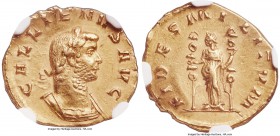 Gallienus (AD 253-268). AV aureus (19mm, 2.77 gm, 5h). NGC Choice XF 5/5 - 3/5, edge bent. Milan, AD 262. GALLIENVS AVG, laureate, cuirassed bust of G...