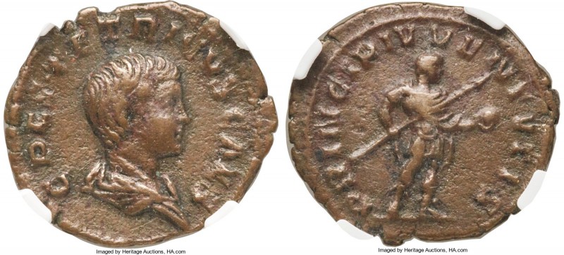 Tetricus II, as Caesar (AD 274). AE denarius (20mm, 2.14 gm, 7h). NGC XF S 5/5 -...
