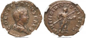 Tetricus II, as Caesar (AD 274). AE denarius (20mm, 2.14 gm, 7h). NGC XF S 5/5 - 3/5, Fine Style. Trier. C P ES TETRICVS CAES, bare headed, draped bus...