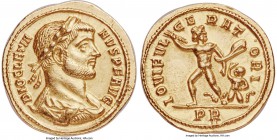 Diocletian (AD 284-305). AV aureus (19mm, 5.42 gm, 7h). NGC Choice AU 5/5 - 4/5. Rome, AD 287. DIOCLETIA-NVS P F AVG, laureate, draped and cuirassed b...