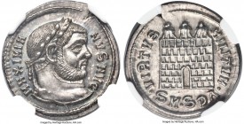Maximian, First Reign (AD 286-310). AR argenteus (20mm, 3.01 gm, 11h). NGC Choice MS 5/5 - 5/5. Serdica, 1st officina, AD 303-305. MAXIMIA-NVS AVG, la...