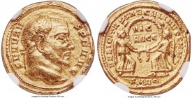 Severus II, as Augustus (AD 306-307). AV aureus (18mm, 5.34 gm, 7h). NGC Choice VF 5/5 - 2/5, marks. Aquileia, late AD 306. SEVERV-S P F AVG, laureate...