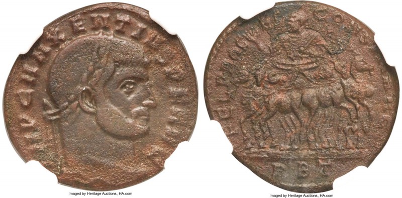 Maxentius (AD 307-312). BI follis or nummus (23mm, 6.15 gm, 5h). NGC XF 4/5 - 2/...