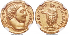 Constantine I the Great (AD 307-337). AV aureus (19mm, 5.25 gm, 12h). NGC Choice XF 5/5 - 3/5, edge marks. Antioch, AD 310-311. CONSTAN-TINVS P F AVG,...
