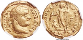 Licinius I (AD 308-324). AV aureus (21mm, 4.93 gm, 5h). NGC Fine 5/5 - 1/5, ex-mount. Thessalonica, ca. May AD 311-May AD 313. LICINIVS-AVGVSTVS, laur...